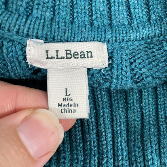 LL Bean Sweater Womens Large Cable Knit Turtleneck Pullover Knitwear Classic - Picture 4 of 11